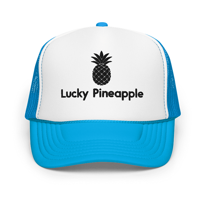 Lucky Pineapple Films Logo Embroidered Blue and White Trucker Hat product image (1)