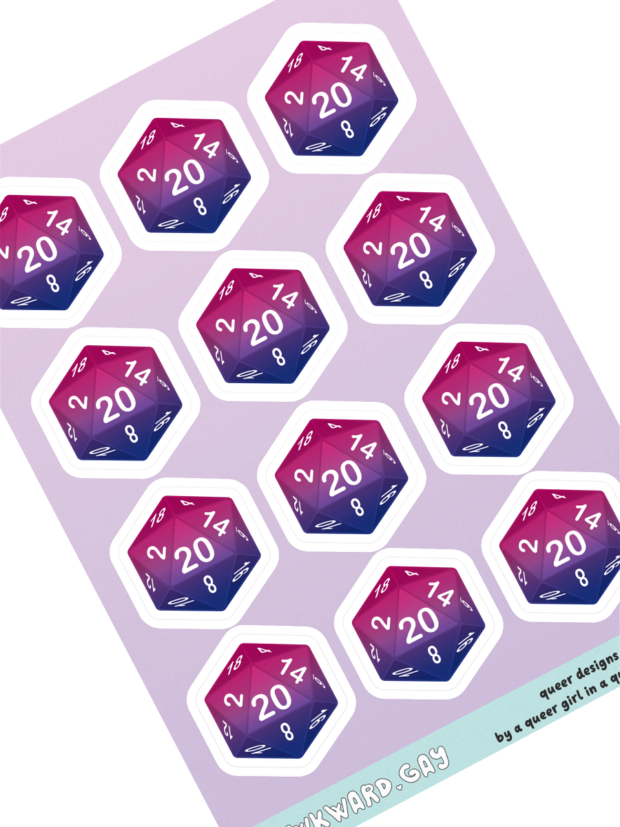 Bisexual Pride D20 Sticker Sheet product image (1)