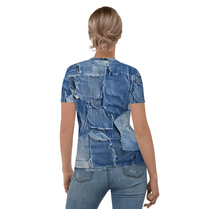 Rip Denim Look Women Crew Neck T-Shirt product image (1)