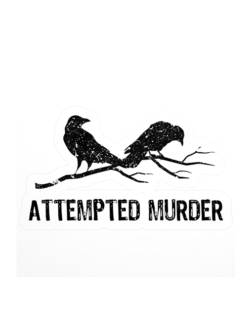 Attempted Murder Two Crows Funny Bird Pun Meme Sticker 1WH1 product image (1)