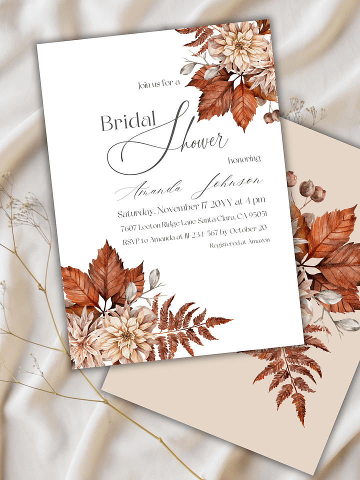 Rustic Bridal Shower Invitation for a Boho Floral Party Theme, Wildflower Themed Fall Wedding Shower Invite Canva Template, Digital Download product image (2)