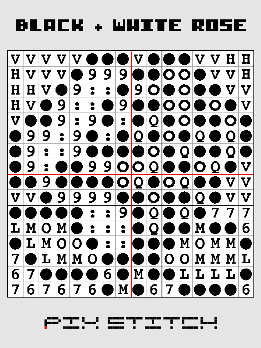 Black and White Rose Pixel Art product image (3)