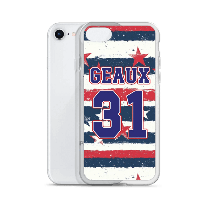 Geaux 31 - Vintage Stars & Stripes Pattern iPhone Clear Case product image (2)
