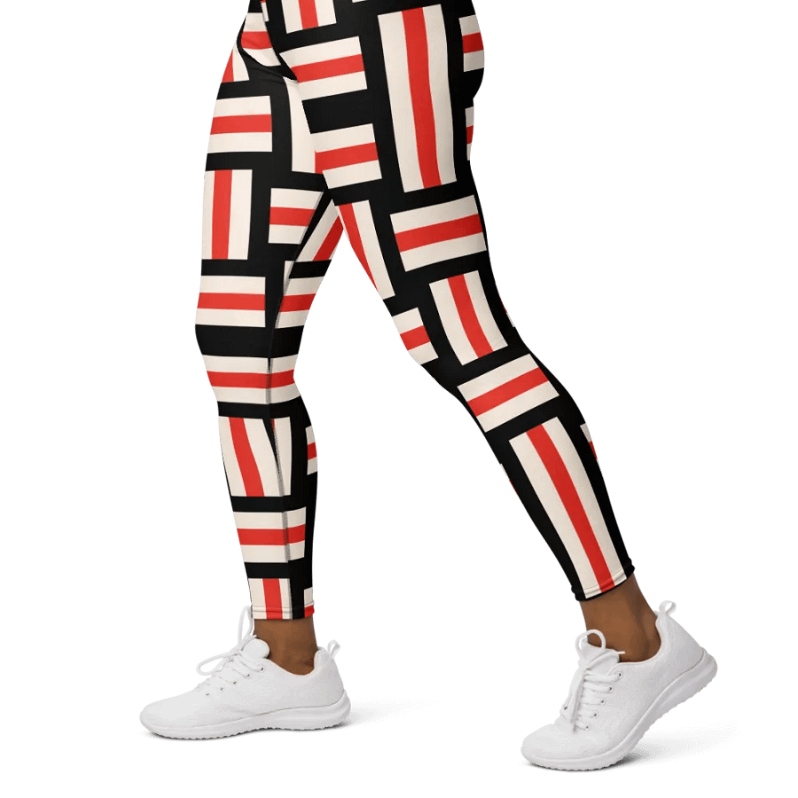 Modern Artisan High-Waist Leggings - Red, White, and Black Striped product image (6)