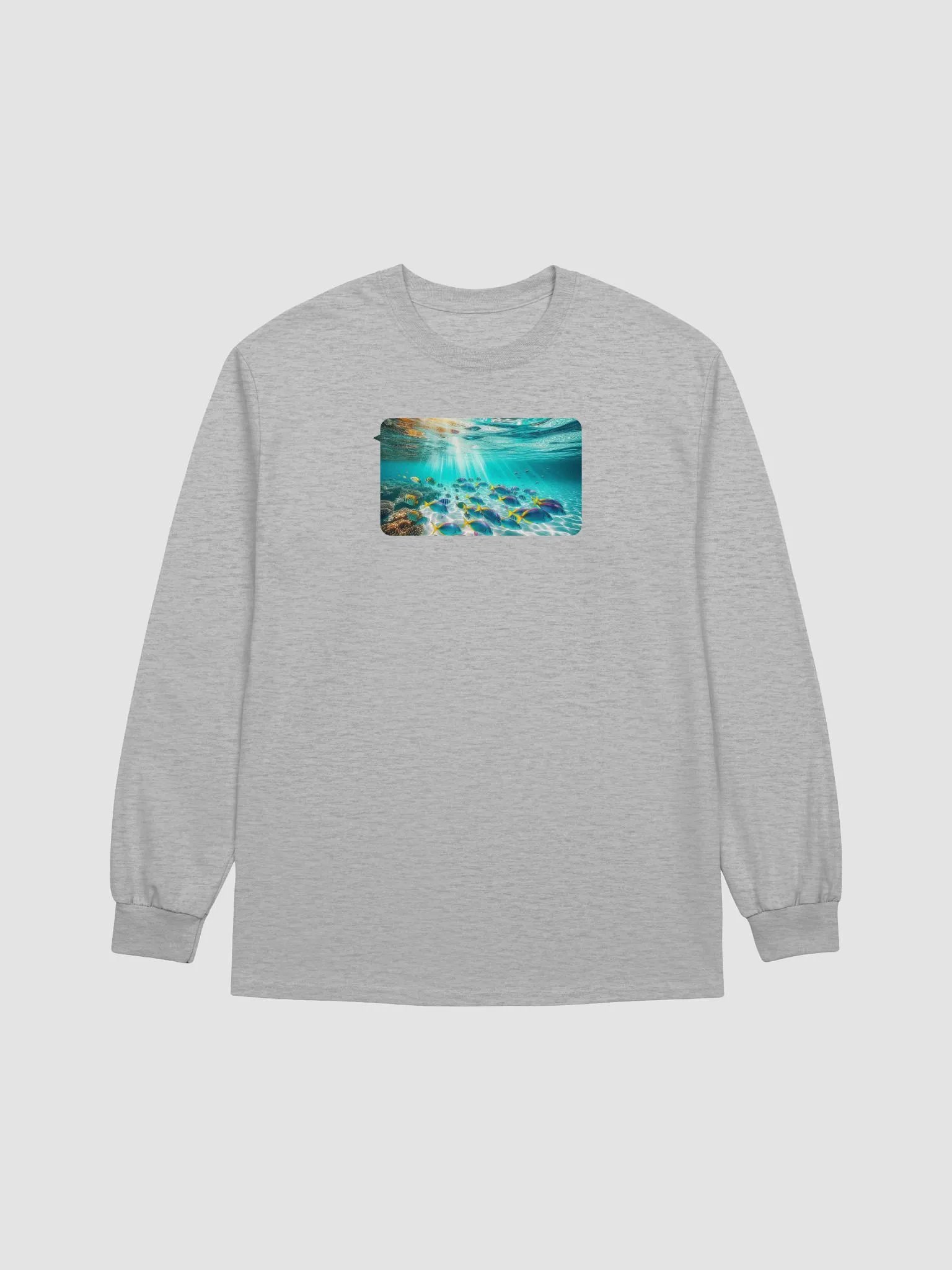 Underwater Oasis Long Sleeve Tee | AI Design beautiful underwater life product image (1)