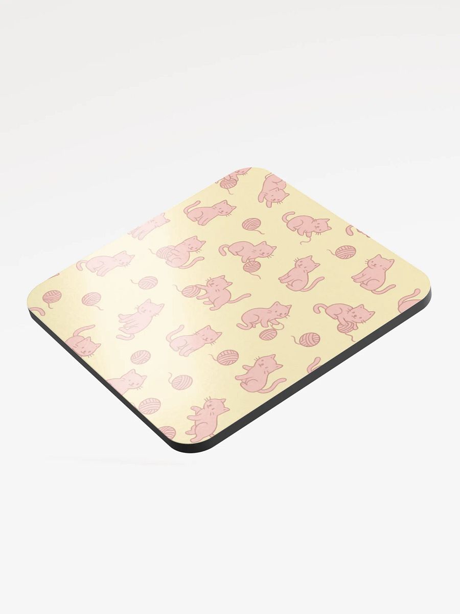 Pink Kittens Playing with Yarn Cork Coaster product image (3)