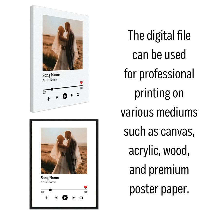 Personalised Music Player Plaque Favourite Song Canva Template product image (5)