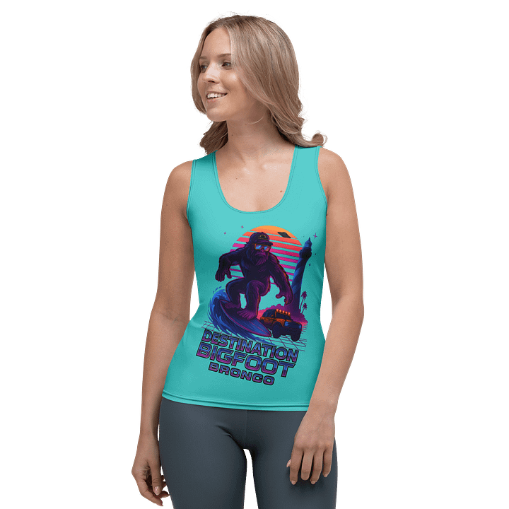 Destination Bigfoot Bronco Slanted Synthwave Women's Tank (Dark Turqouise) product image (1)