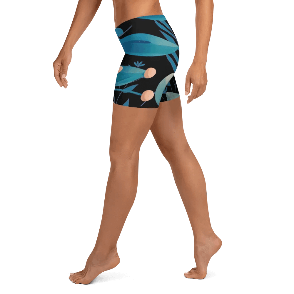 ladies short teal and black leafy desgn product image (5)