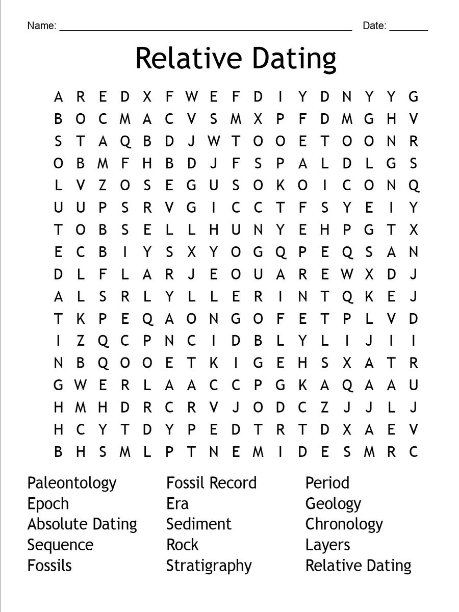 Printable Relative Dating Word Search – 15 Key Terms! product image (1)