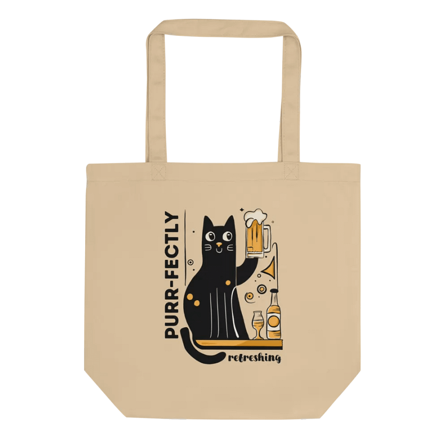 Purr-fectly Refreshing - Cat Holding a Beer, Hand-drawn Eco-Friendly Tote Bag product image (4)
