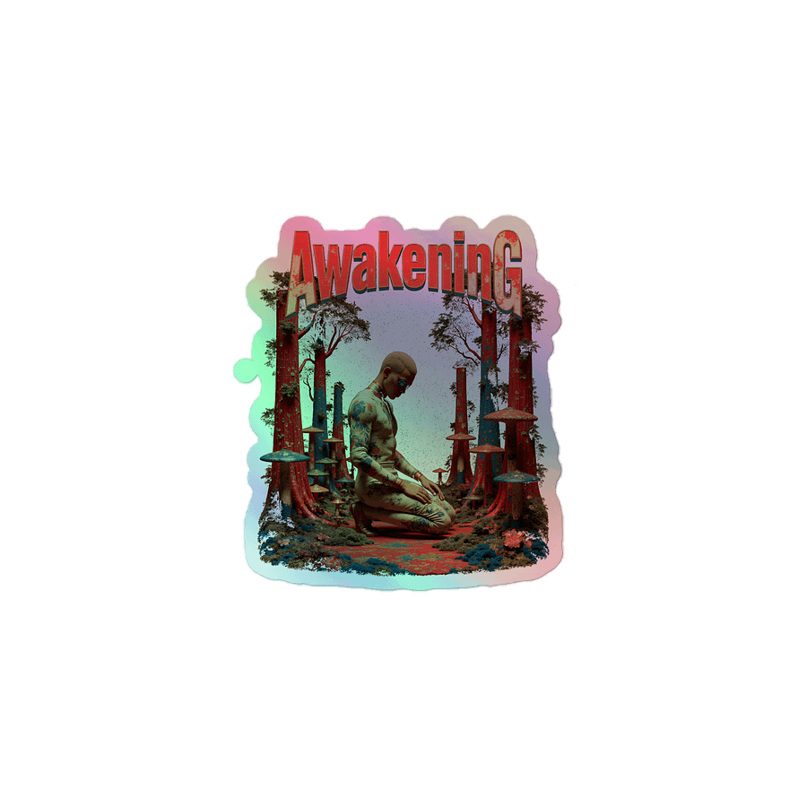 Spiritual Awakening Mystical Mushroom Grove Holographic Sticker product image (1)