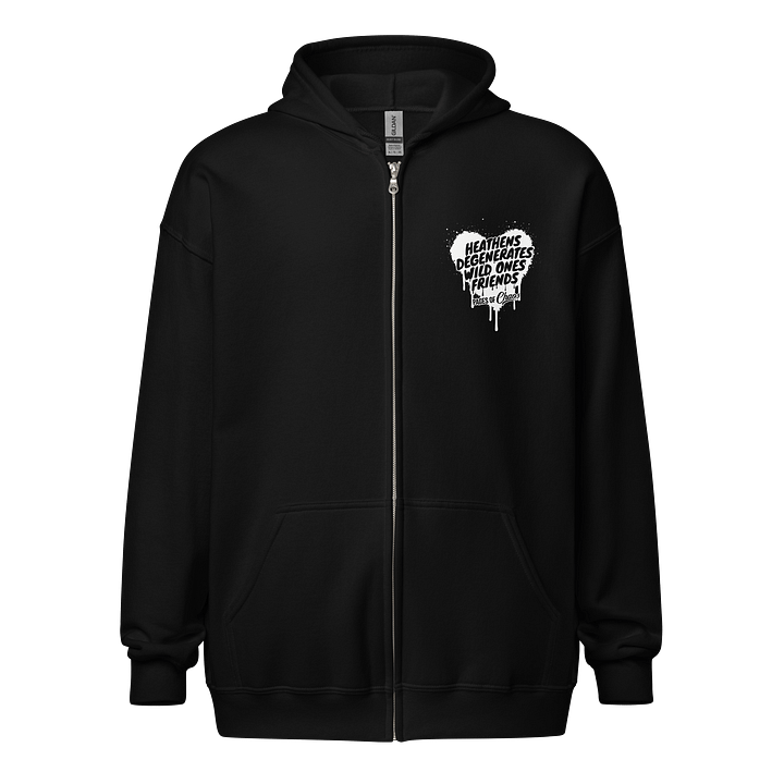 Heathens, Degenerates, Wild Ones, and Friends Zip Hoodie - White product image (1)