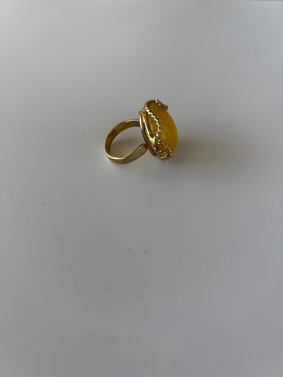 Baltic Egg Yolk Amber 925 Sterling Silver Twisted Swirl Design Adjustable Ring product image (3)