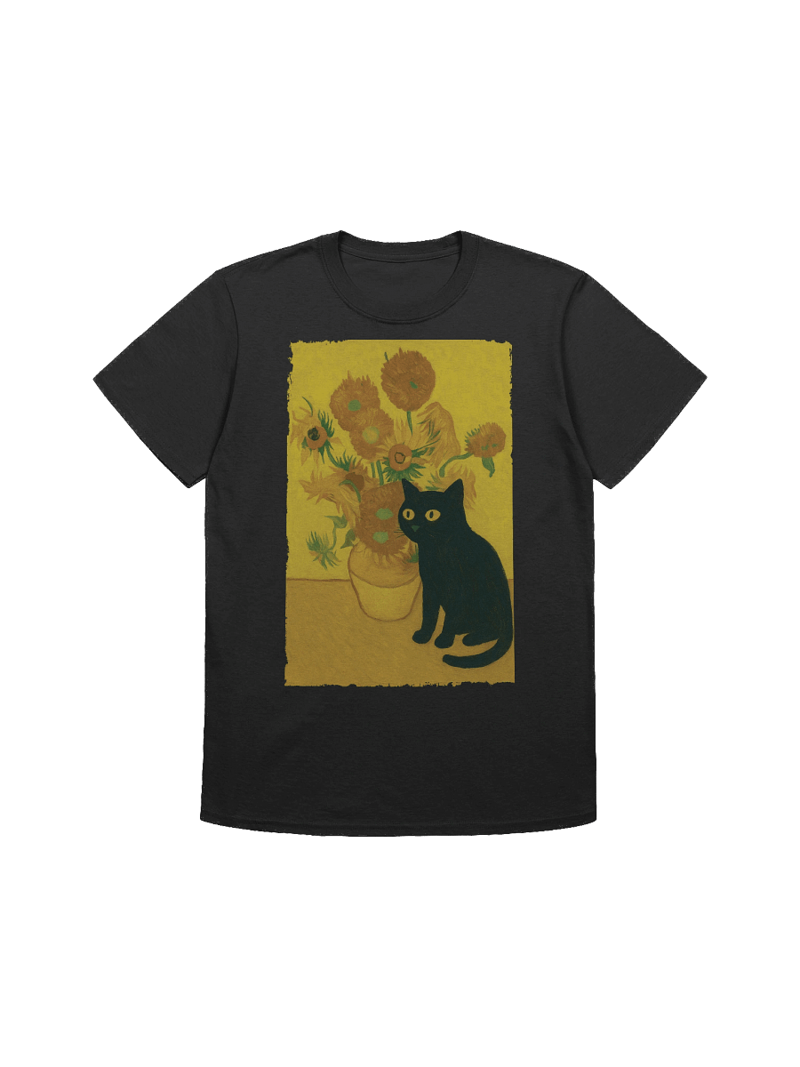 Van Gogh Sunflower Curious Cat T-Shirt product image (2)