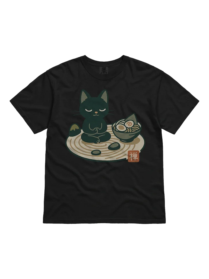 Black Cat Eating Ramen Zen Spiral Garden Concept Japanese Graphic Art T-Shirt product image (2)