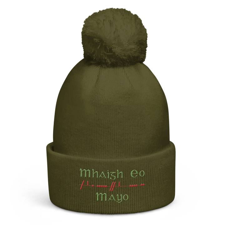 Mayo/Maigh Eo, Scholastic style Ogham embroidered Pom-Pom Beanie product image (6)