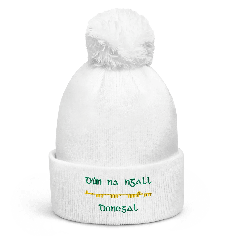 Donegal/Dún na nGall, Scholastic Style Ogham embroidered Pom-Pom Beanie product image (1)