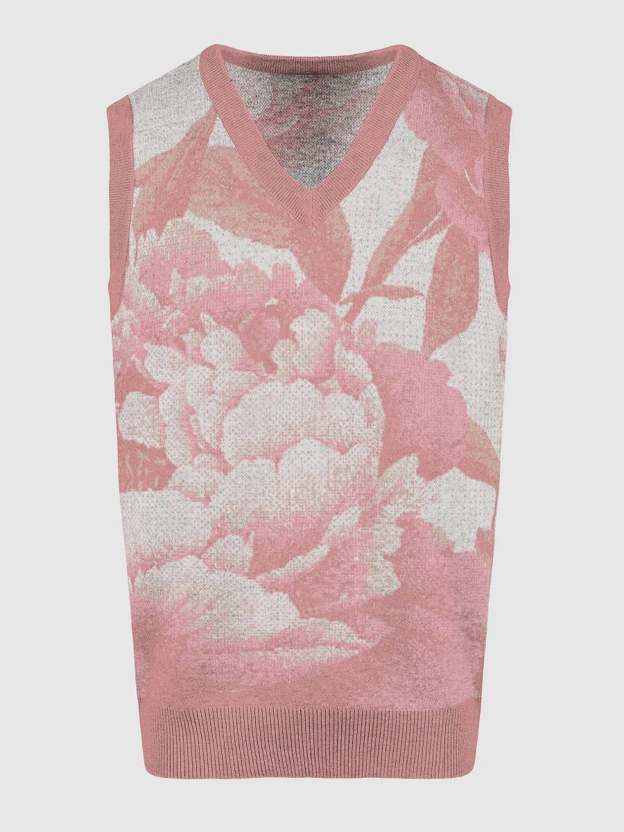 Floral Bliss Coral Knitted V-Neck Vest product image (13)