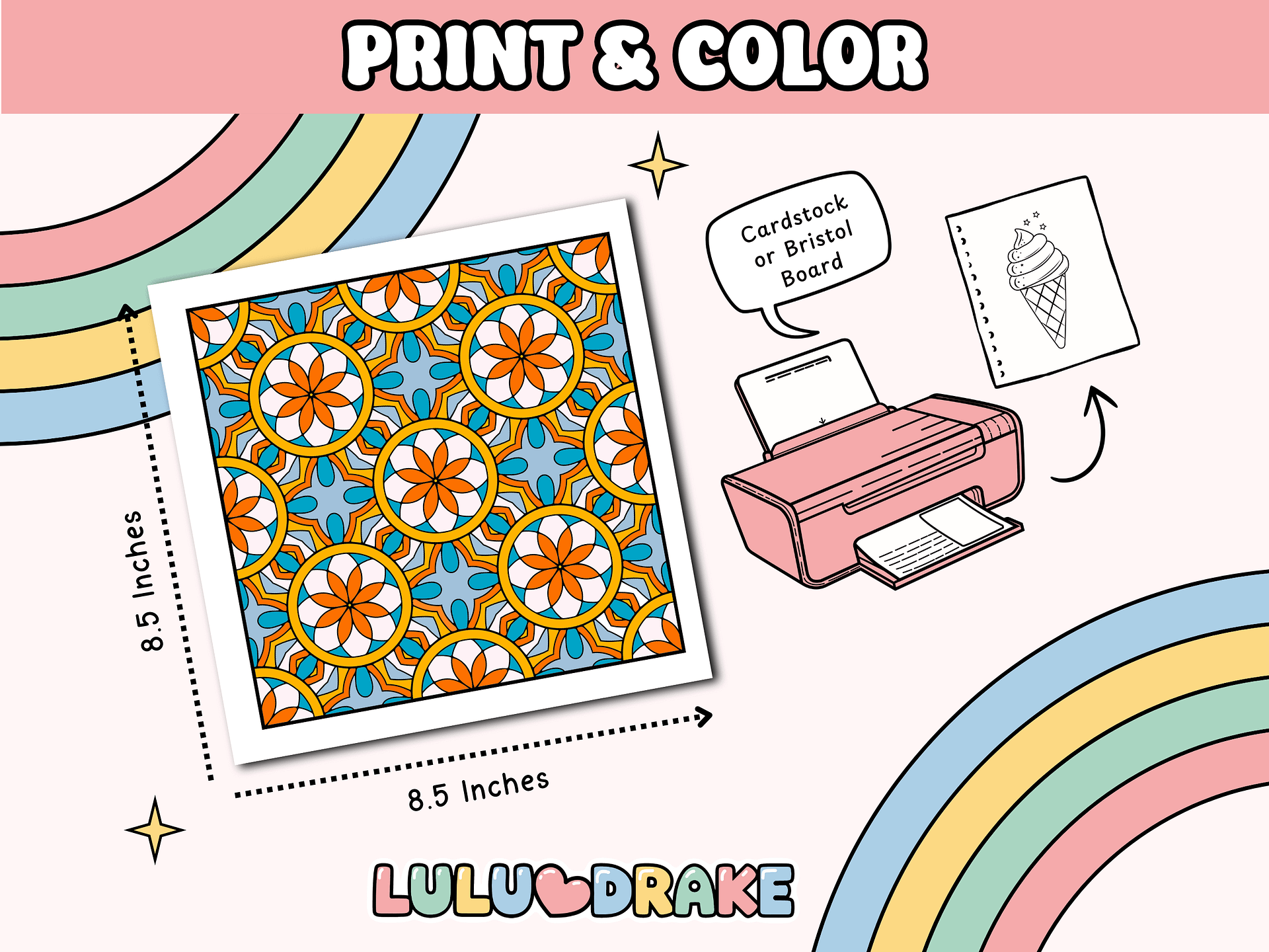 Relaxing Patterns Coloring Complete eBook, 50 Pages | ★ DIGITAL ★ product image (4)