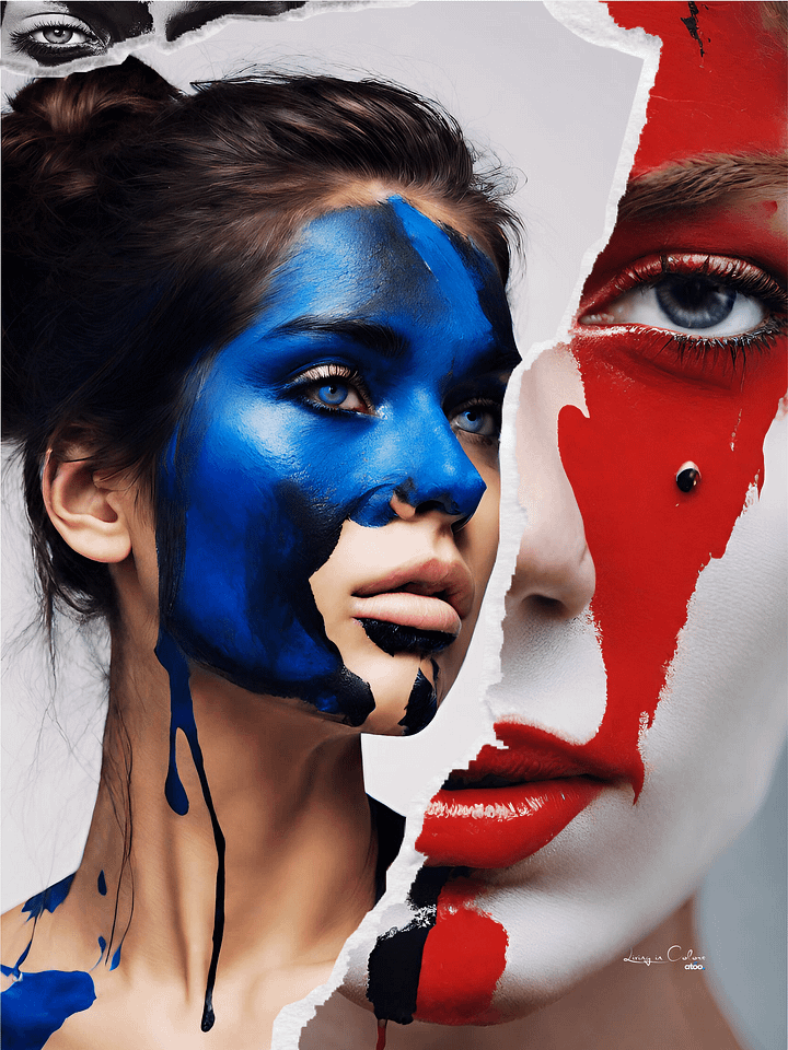 Living in Colors | Blue, red and beyond... | Collage Wall Art product image (1)