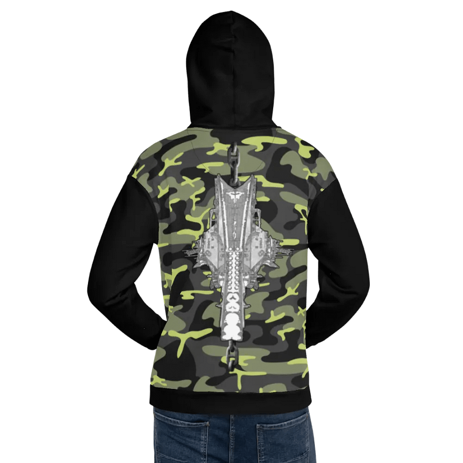 black & Green Camouflage Foss double tug Sketch Hoodie product image (9)