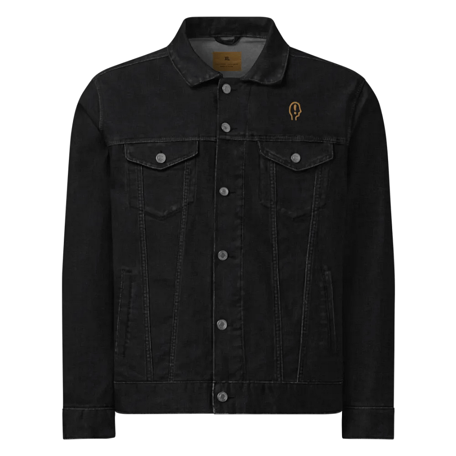 EXCLAIMING MENTALLY (brass) embroidered denim jacket product image (1)