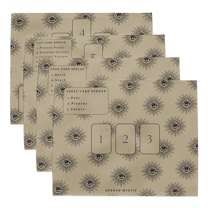 Mystic Eye Divination Placemats - 4-Piece Tarot Reading Set with Spread Guide product image (1)