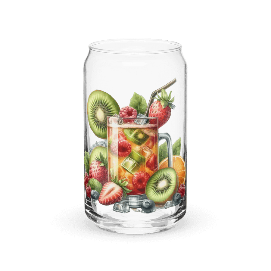 Fruit juice with fruit slice mixed water affect design-04-Can-Shaped Glass product image (1)
