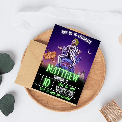 Beetlejuice 2 Birthday Invitation | Spooky Theme | Editable Canva Template | Instant Download | Beetlejuice Party Invite | DIY Birthday product image (1)