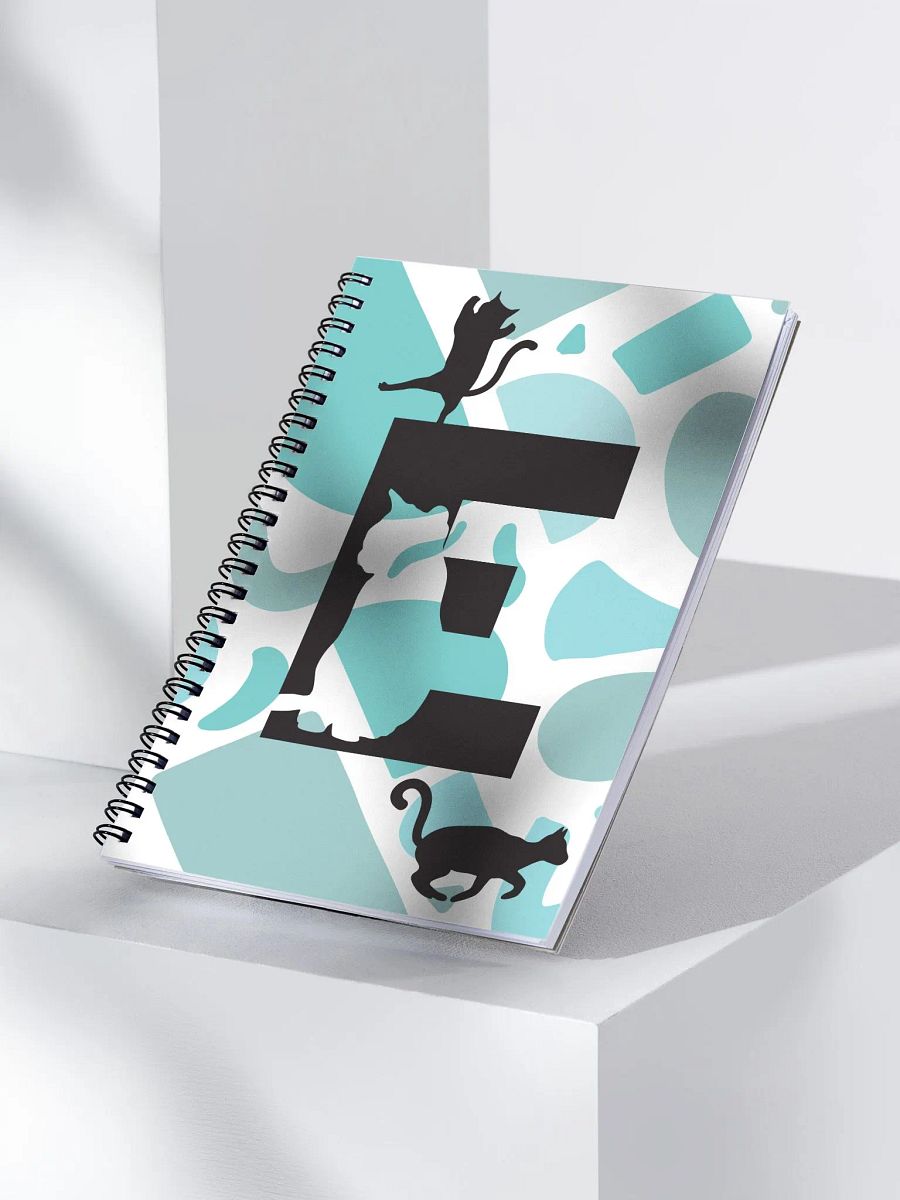 Monogram Letter E Cat Lover Geometric Blues Notebook product image (3)