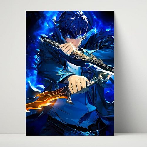 🔥 Sung Jinwoo unleashed.
This metal print captures his cold focus, dual-blade power, and that signature blue aura that makes ...