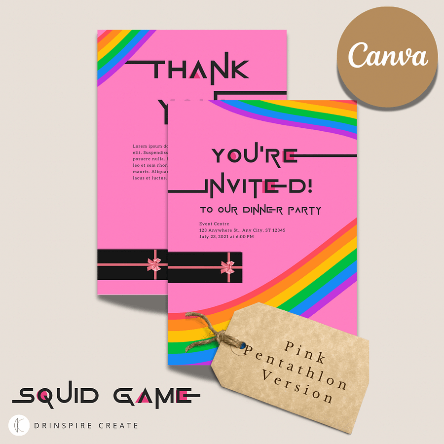 Squid Game-Inspired Party Template - Pink Pentathlon Version product image (1)