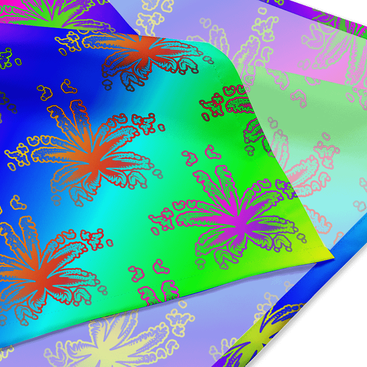 Neon Rainbow Reefer Rave Bandana, Queer Pride Cannabis Leaf Art Fashion Accessory product image (2)