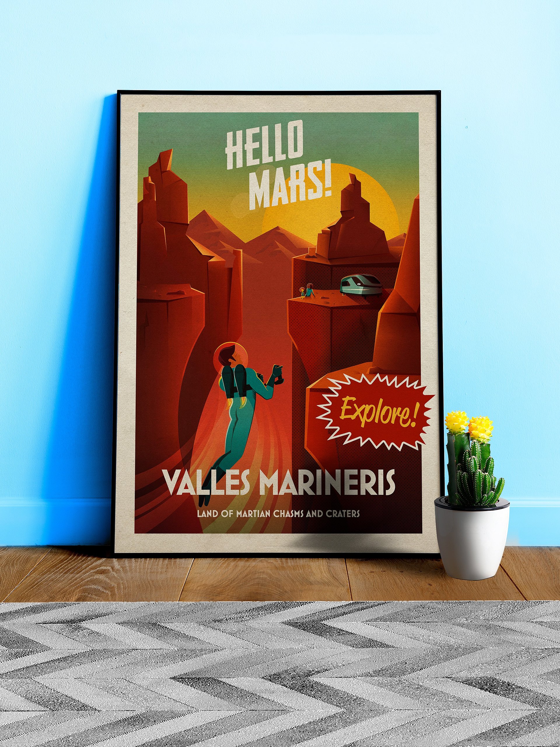 Hello Mars! Valles Marineris — Vintage space poster product image (1)