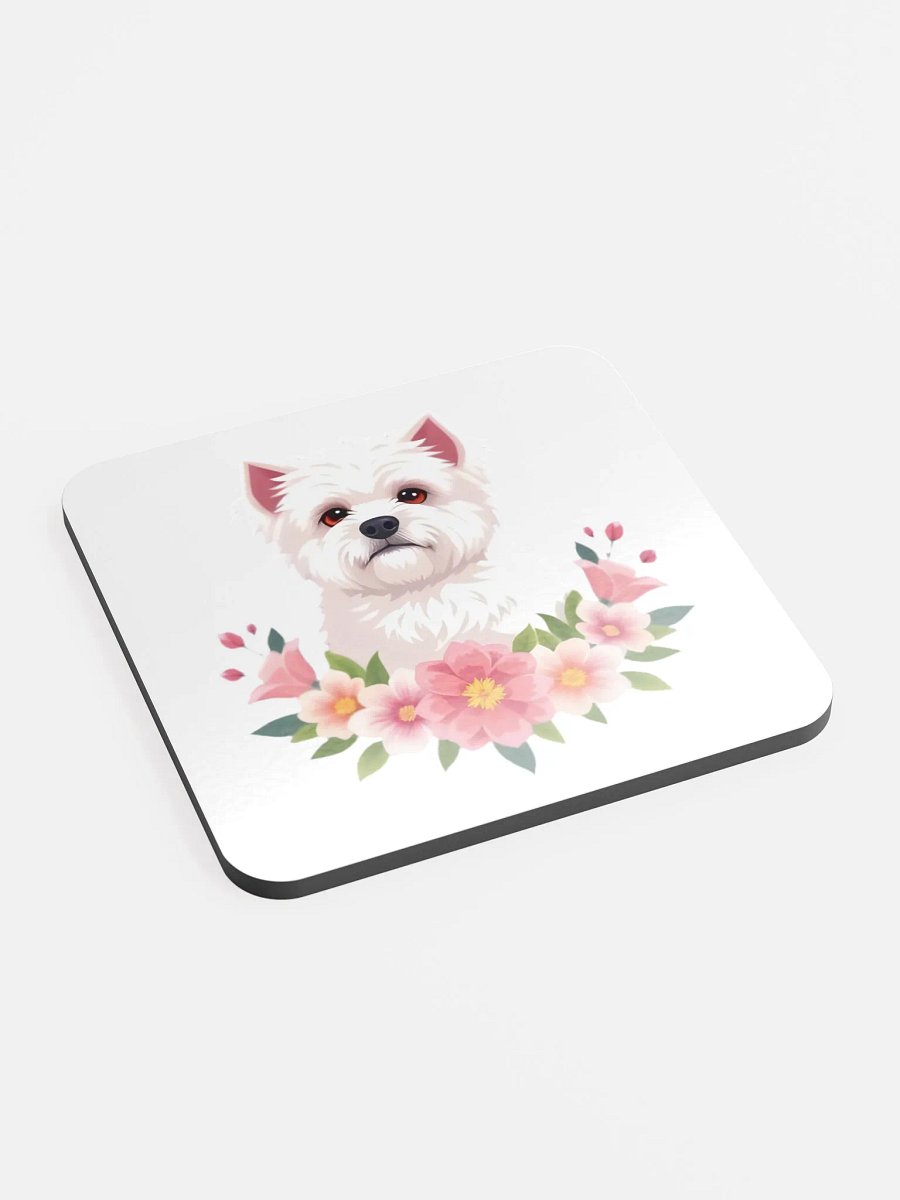 Floral Bichon Frise Cork Coaster product image (1)