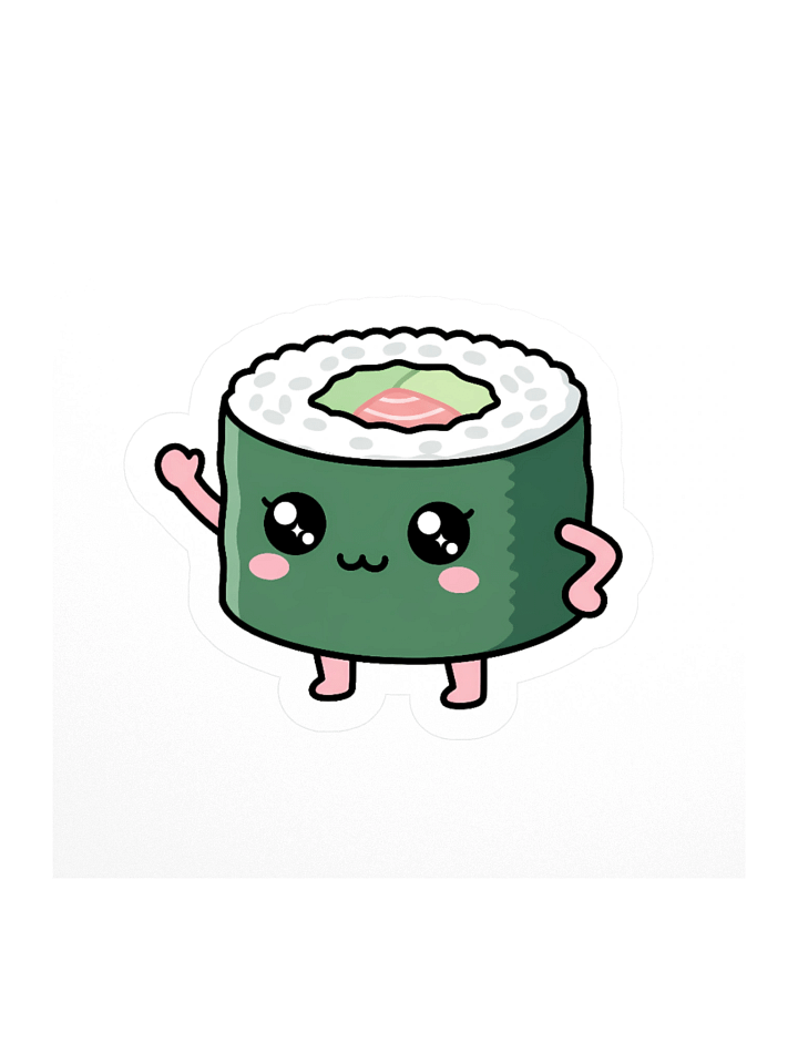 Rollin' With Cuteness! | Waving Kawaii Sushi Roll Sticker product image (1)