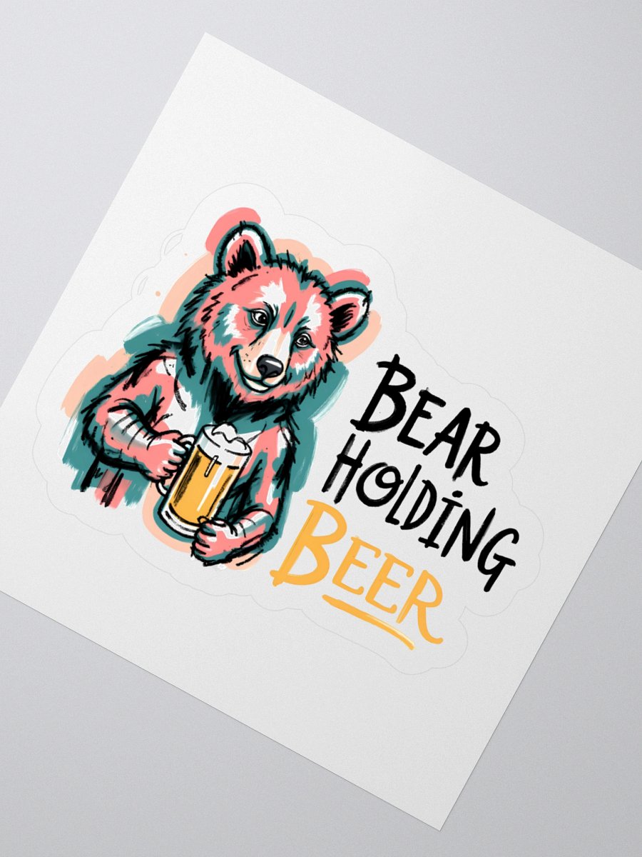 Colorful Bear Enjoying Beer | Vibrant Art Print Sticker product image (4)