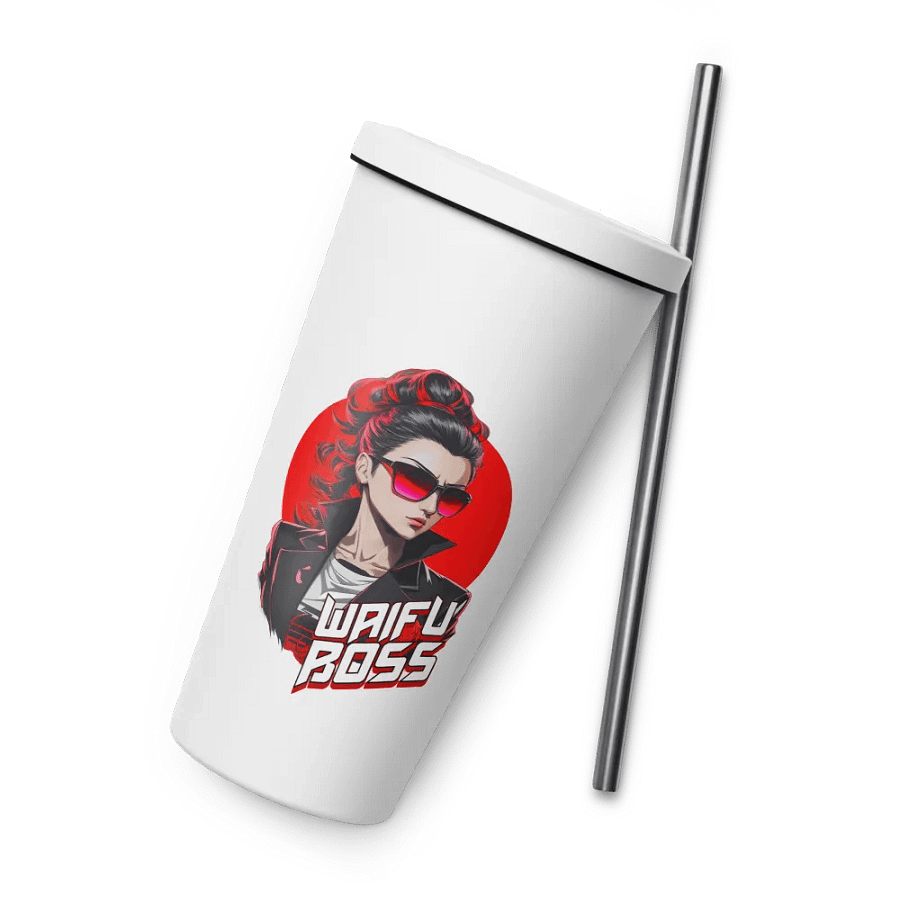 Waifu Boss 20 oz Tumbler Cup - White - Insulated Tumbler with a Straw v2 product image (8)