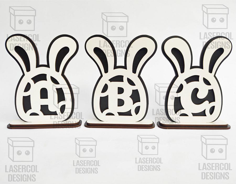 Easter Bunny Monogram Set 4 (3 Sizes) - Laser Cut Files product image (5)