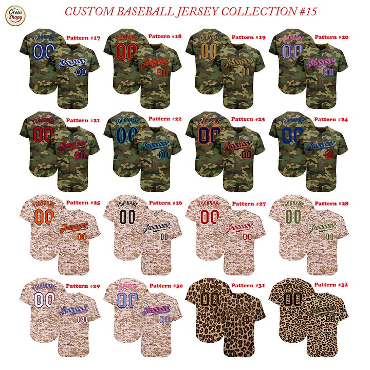 Authentic Baseball Jersey, Custom Baseball Jersey, Personalized Sport Jersey, Army Multi Colorful and Pattrens product image (2)