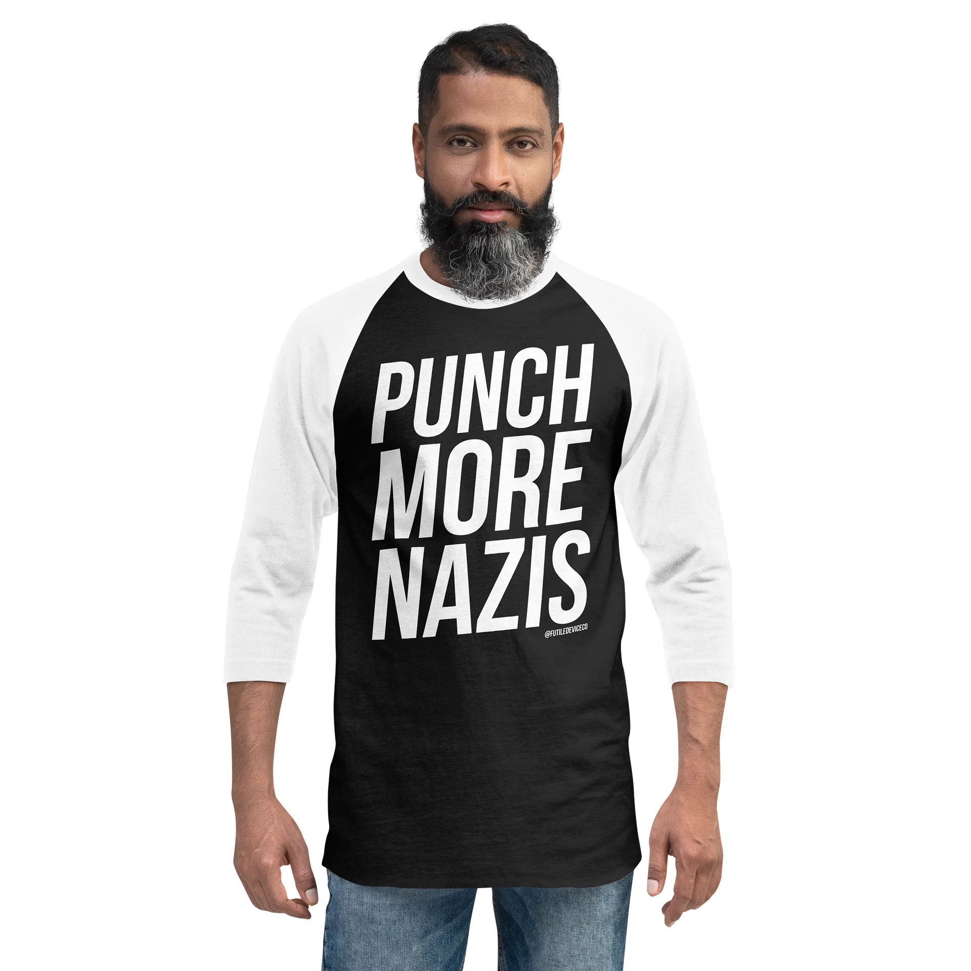 FUTILE DEVICE: PUNCH MORE NAZIS (BASEBALL TEE) product image (5)
