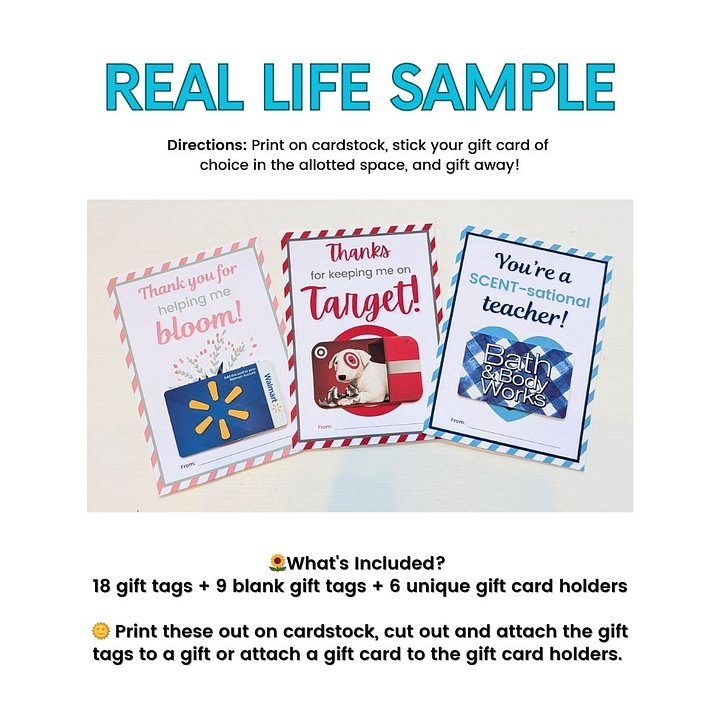 Teacher Appreciation Gift Card Holders & Gift Tags product image (2)