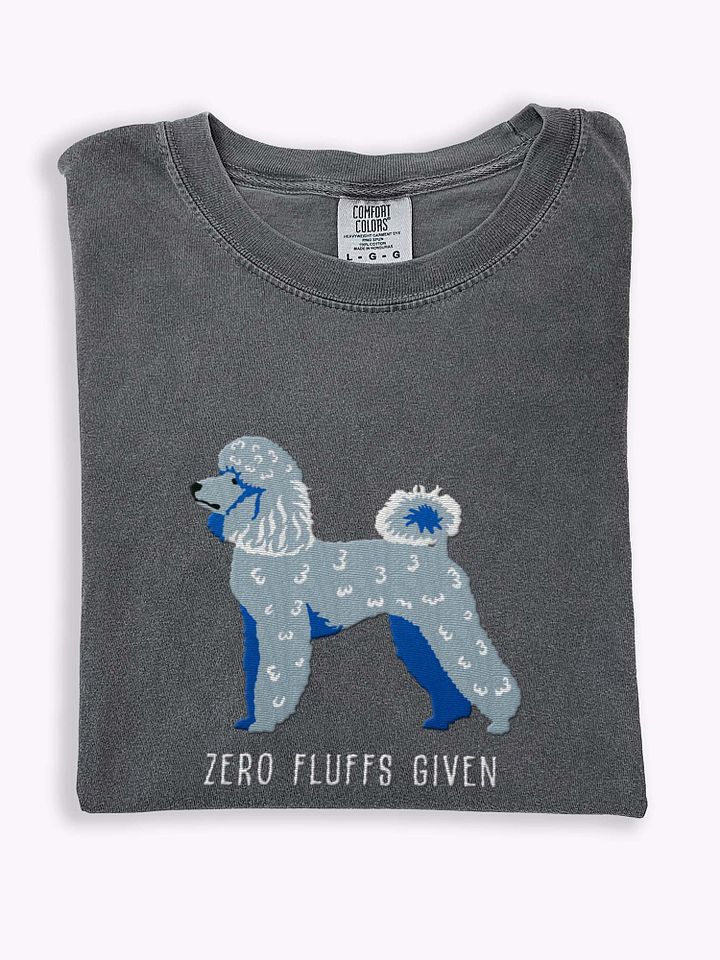 Zero Fluffs Given T-Shirt(Embroidered) of a Miniature Poodle(Blue) product image (1)