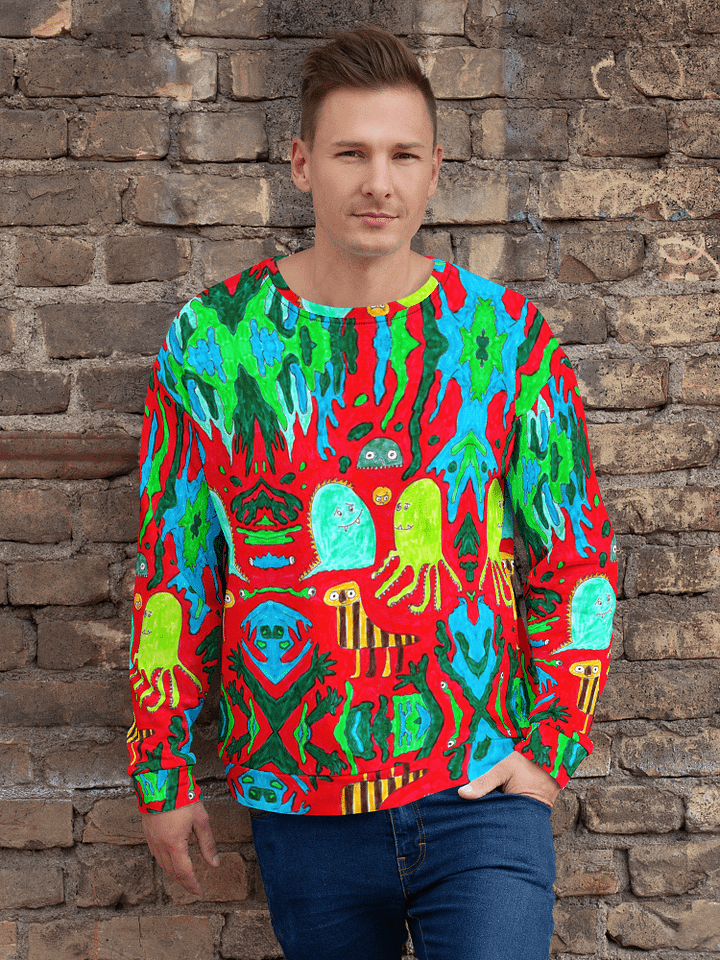 Abstract Doodle Monsters in Red All-Over Sweatshirt product image (2)