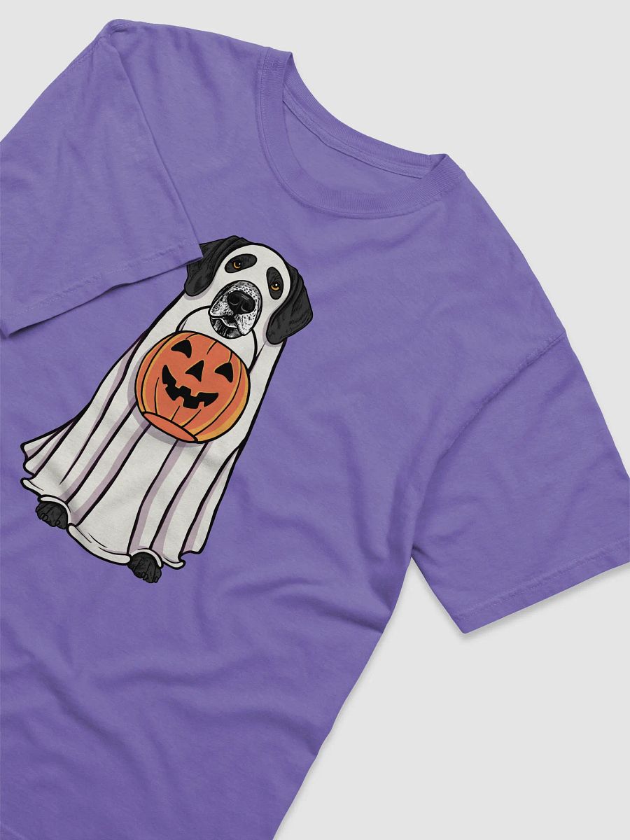 Funny Halloween German Shorthaired Pointer(Black 2) T-Shirt | Funny GSP Wearing a Ghost Costume and Holding a Pumpkin Basket product image (29)