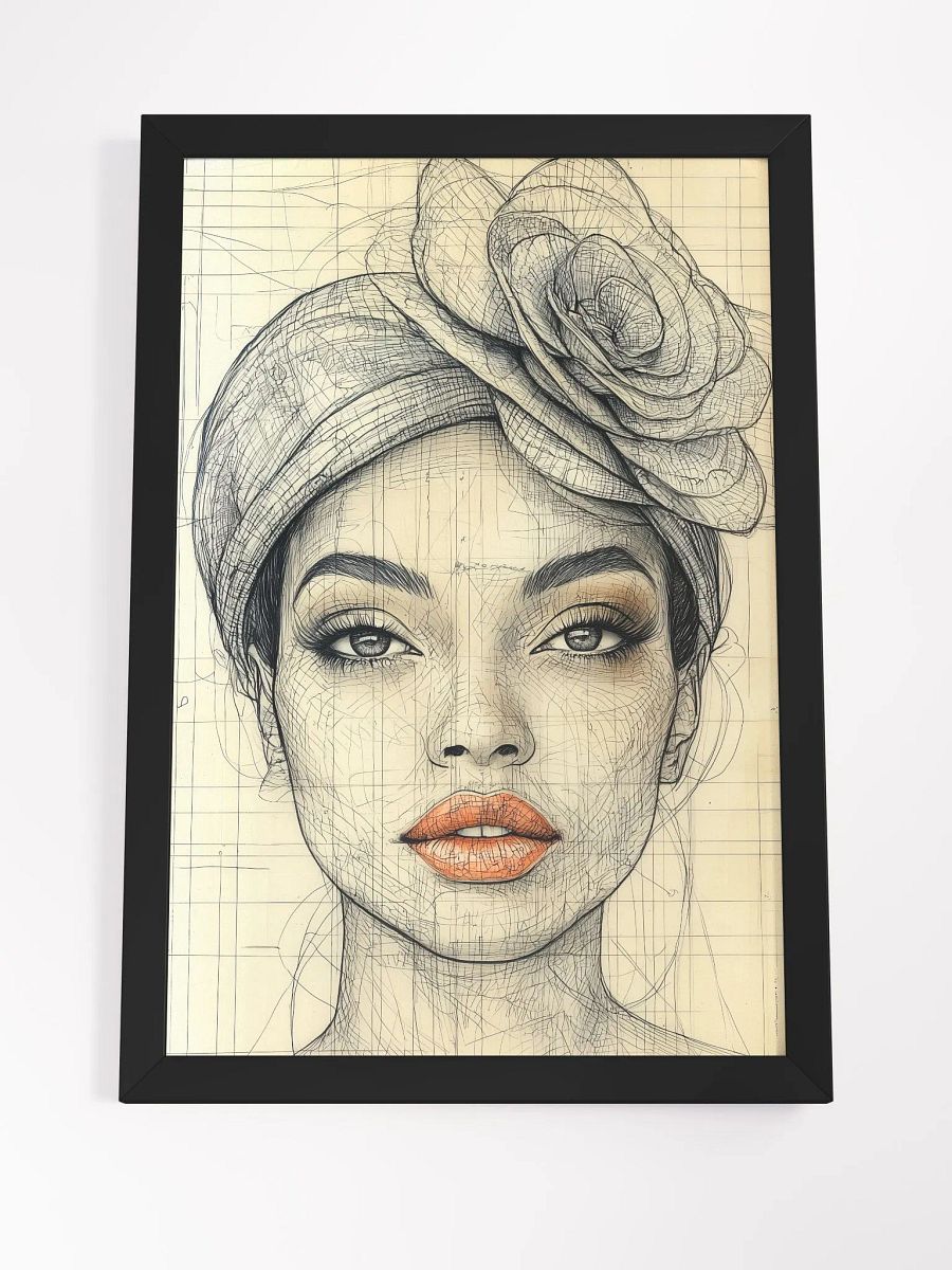 Classic Chic: Retro Portrait Art Print of a Woman in a Spectator Hat product image (4)