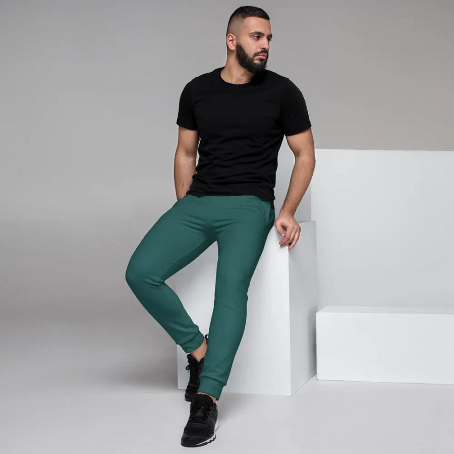 Plain Teal Green Soft Summer Recycled Polyester Premium Men's Joggers by Treasure Pie product image (7)