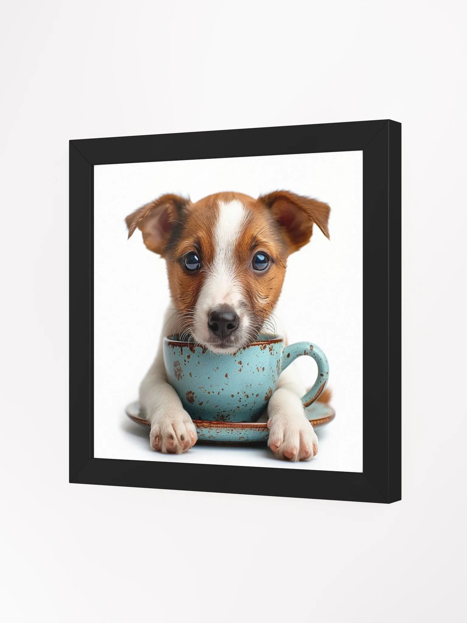 Coffee Lover Cute Jack Russell Terrier Puppy Framed Wall Art product image (4)