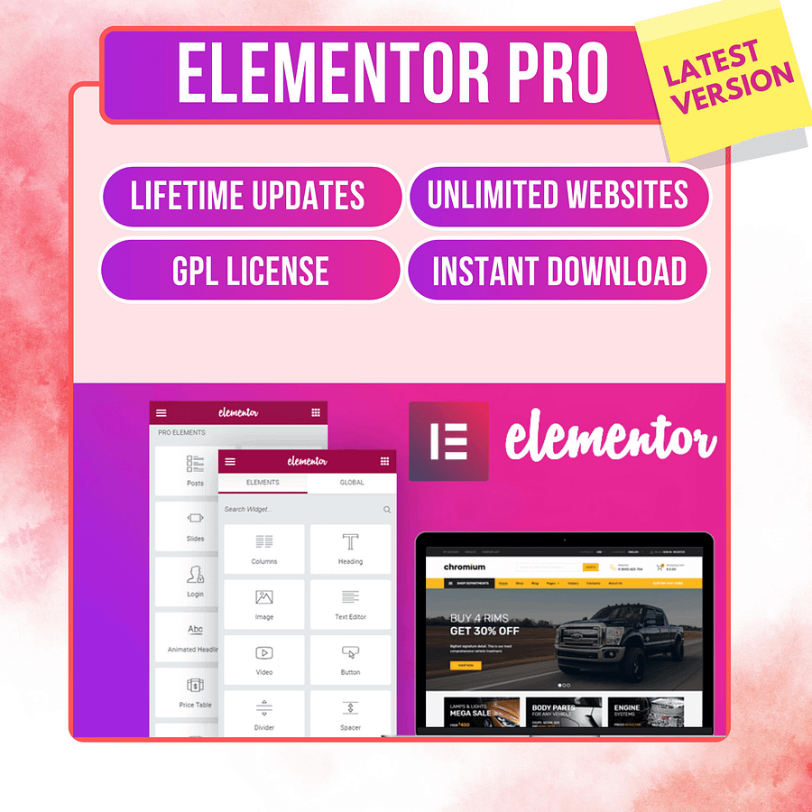 Elementor Pro 3.27.0 - Latest Version | Lifetime Updates | Premium WordPress Page Builder Plugin | GPL License | Instant Delivery | Free Support product image (1)